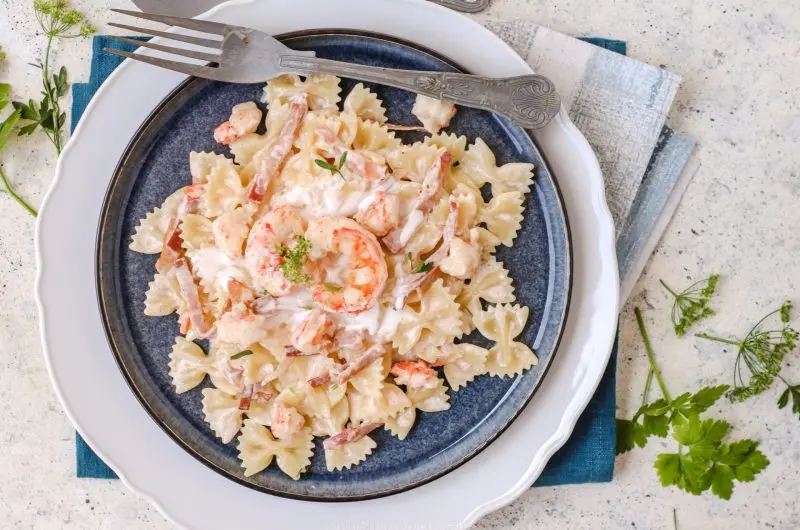 Pasta alla valdostana con gamberi